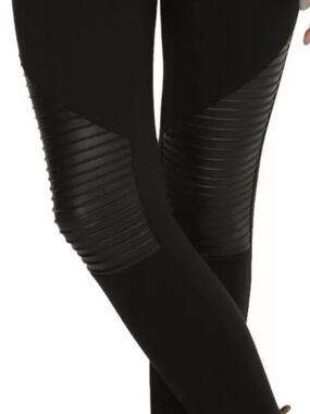 Black Moto Ribbed Panel Leggings New No Tags Medium